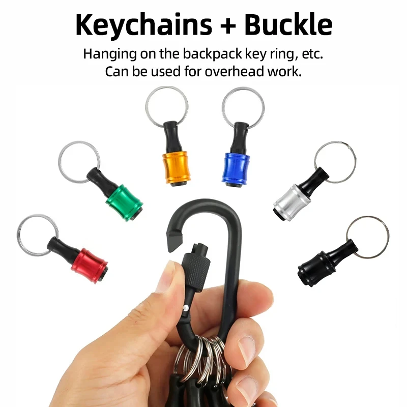 6pc Color Keychain Quick Change Extension Rod 1/4 Hexagonal Handle Screwdriver Head Quick Release Sleeve Conversion Rod Tool Set image 5