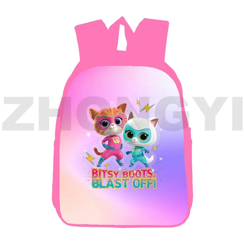 Modny plecak SuperKitties 3D wysokiej jakości Bookbag 12/16 Cal uroczy plecak szkolny SuperKitties dla uczniów szkół podstawowych