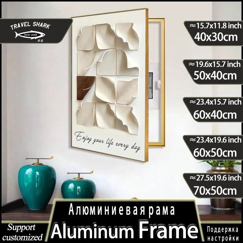Modern Decorative Hanging Paintings of Meter Box Cover  Home Living Room Decor Wall Art Poster Mural With Metal Frame Punch Free
