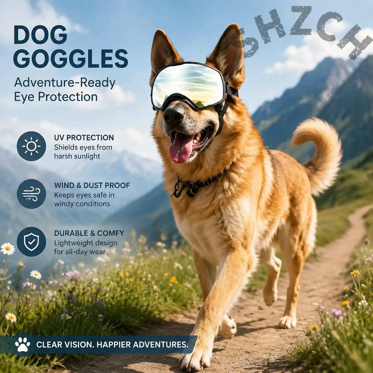 Pet glasses, windproof and sandproof, UV-proof sunglasses, medium and large dog goggles