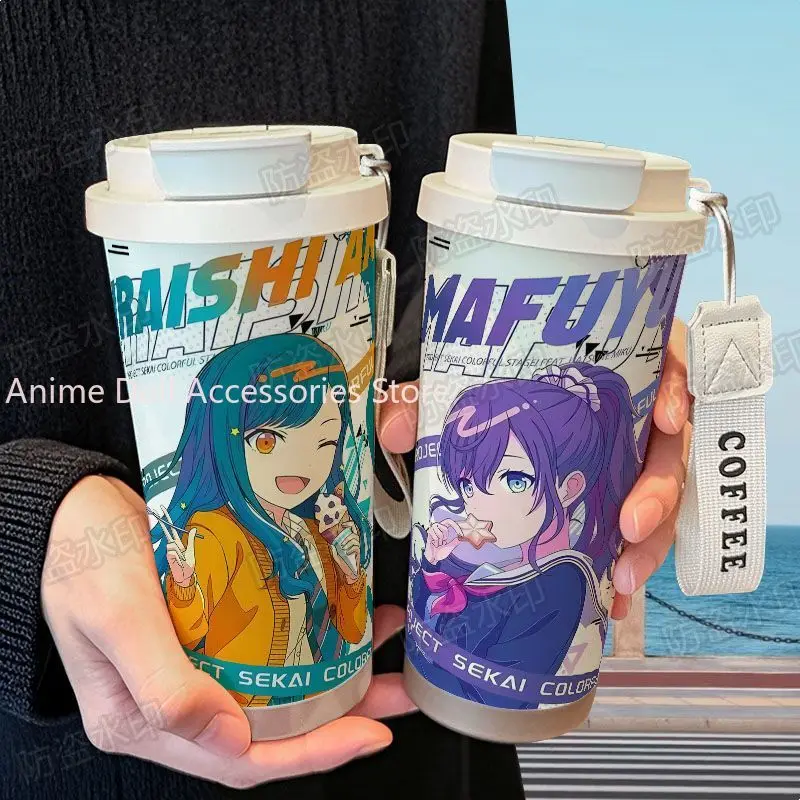 

520ml Anime Water Cup Project Sekai Asahina Mafuyu Travel Water Bottle Large Capacity Drinking Bottle for Fitness Sports