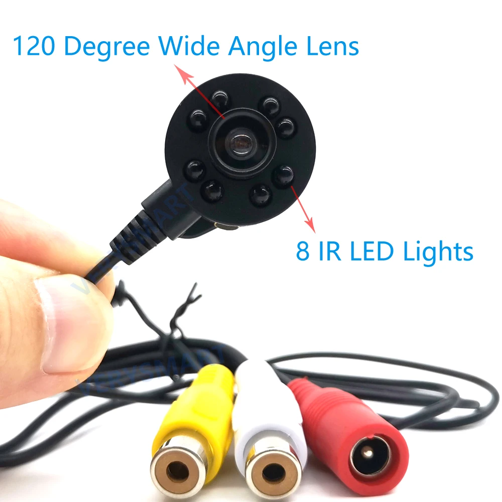 Imagem -02 - Micro Mini Câmera Analógica Leds ir Lente Grande Angular de 120 Graus Visão Noturna Cctv Interior Vídeo e Áudio Pcs 940nm