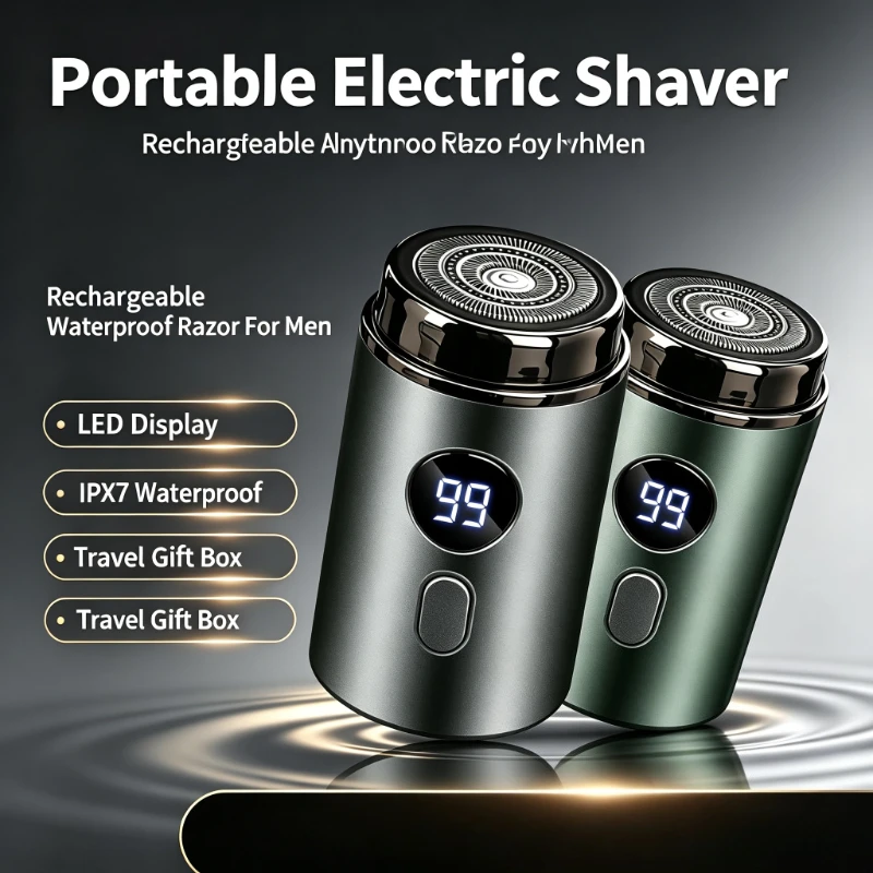 Wireless Waterproof Electric Shaver Rechargeable LED Display Portable Travel Razor For Men Daily Grooming Gift
