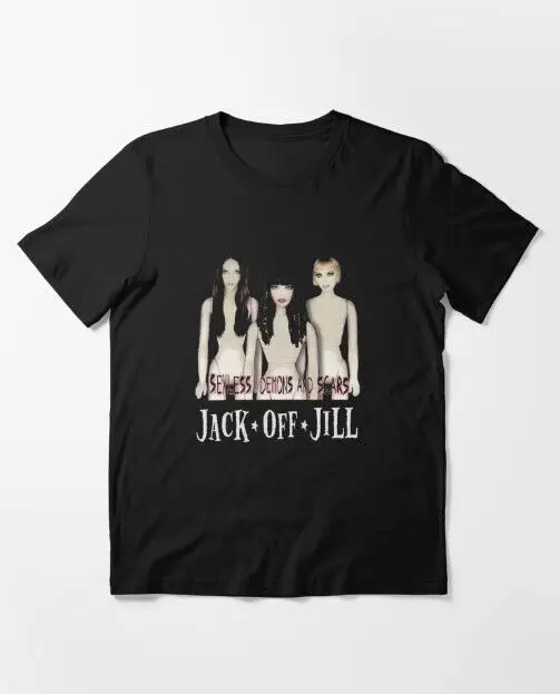 Vintage JACK OFF JILL band music T shirts, Black Graphic Cotton Shirts