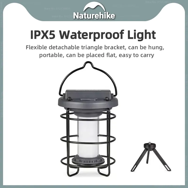 

Naturehike Outdoor Camping Light 3 Stop Dimming Rechargeable Portable Travel IXP4 Waterproof Lighting Light Detachable Bracket