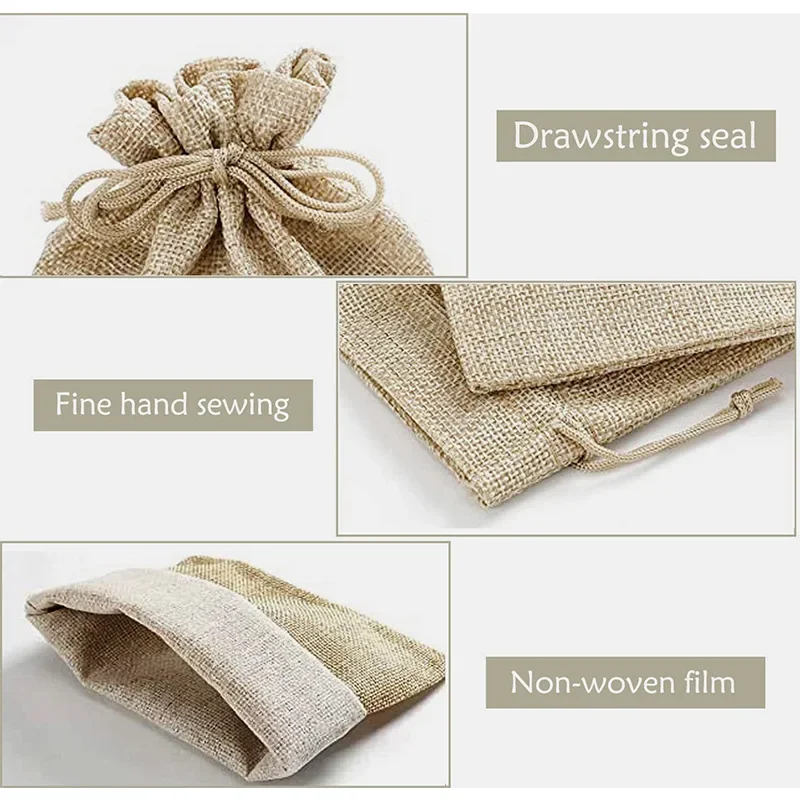 5/10Pcs Burlap Gift Bags with Drawstring Jute Bags Linen Sacks Storage Bags Burlap Bag for Wedding Favors Party Jewelry Pouches