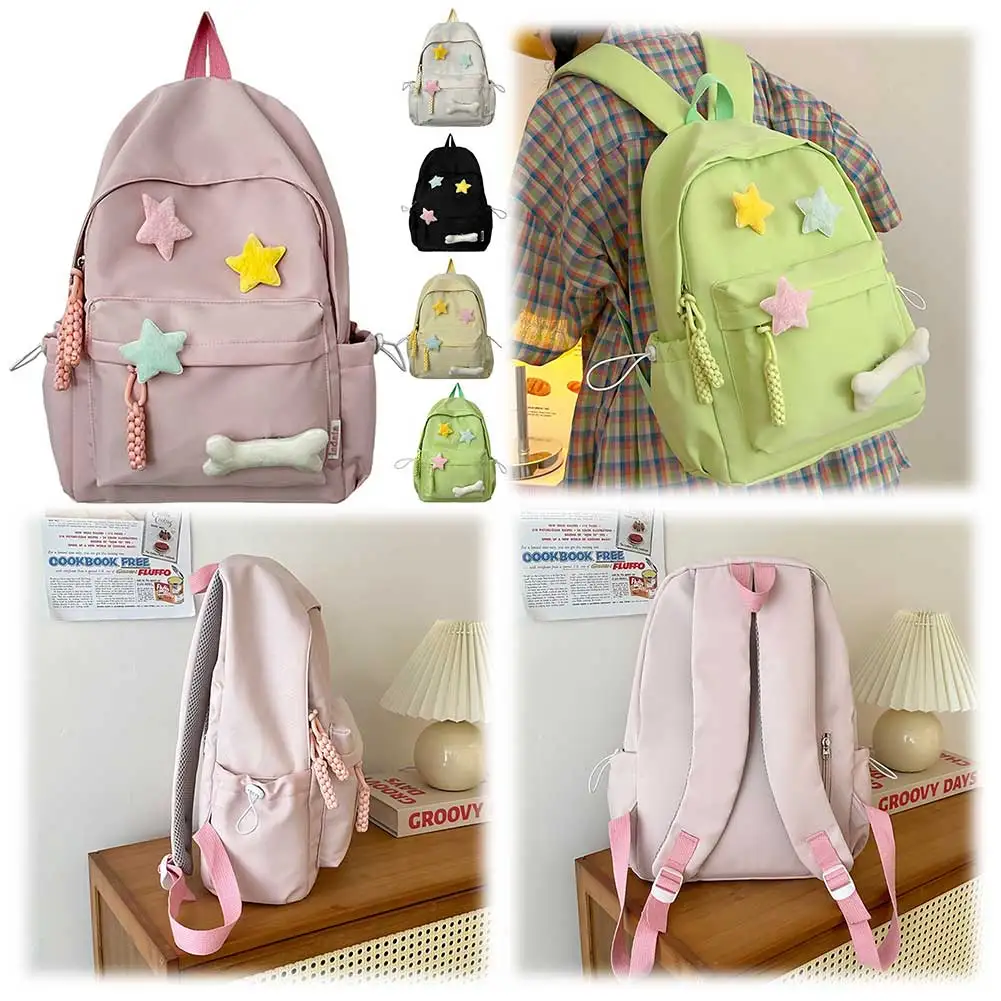 

Cute Star Backpack Junior High School Students Backpack Cartoon Trendy Daypack Teenagers School Bag for Outdoor Travel