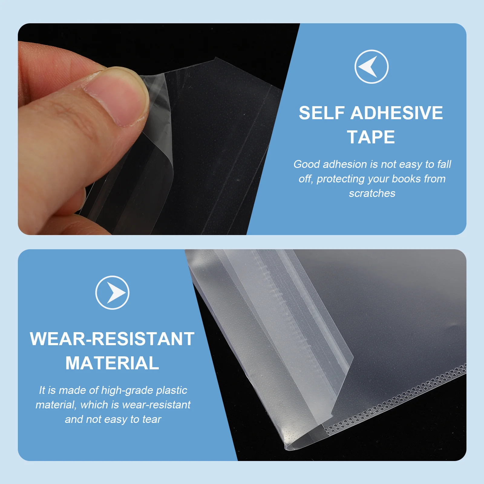 

30Pcs Clear Reusable Book Cover Premium Plastic Protective Sleeve for School Books Easy Identification Metal Bookstand