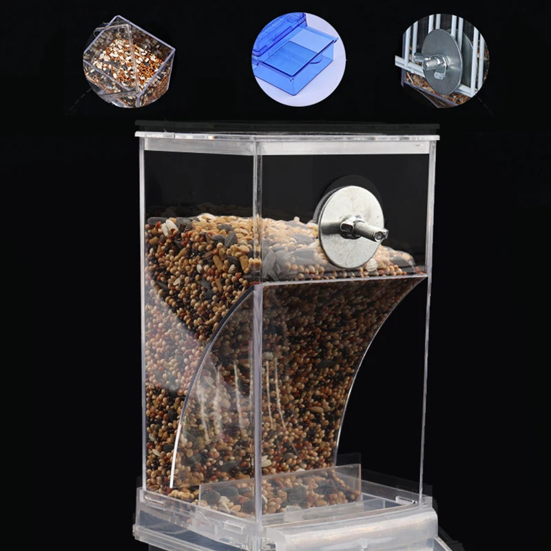 Bird Feeder Transparent Automatic Feeder Tiger Skin Peony Phoenix Parrot Food Box Bird Supplies