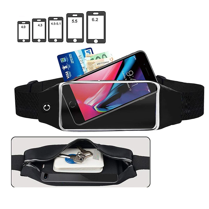 HAISSKY Touch Screen Running Sport Waist Belt Bag Men Women Outdoor Fitness Work Out Elastic Fany Waist Pack Phone Storage Pouch