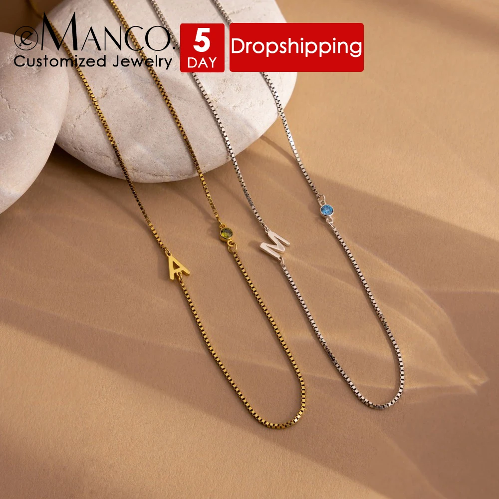 EMANCO Custom Stainless Steel Initial Necklaces Minimalist Style with Letter Crystal Elements Ideal Commute Jewelry