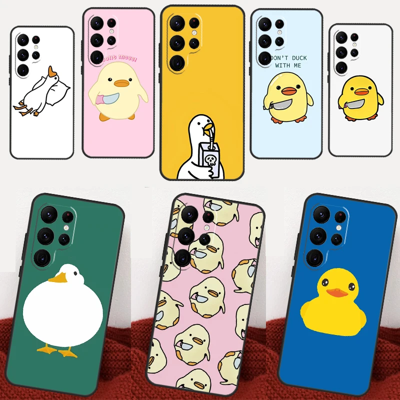 Cartoon Duck Knife Case For Samsung Galaxy S22 Ultra S20 FE S21 FE S8 S9 S10 Plus Note 10 20 S23 Ultra Cover