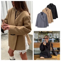 Autumn plus size women's casual suit jacket fashionable and versatile single button side slit suit top