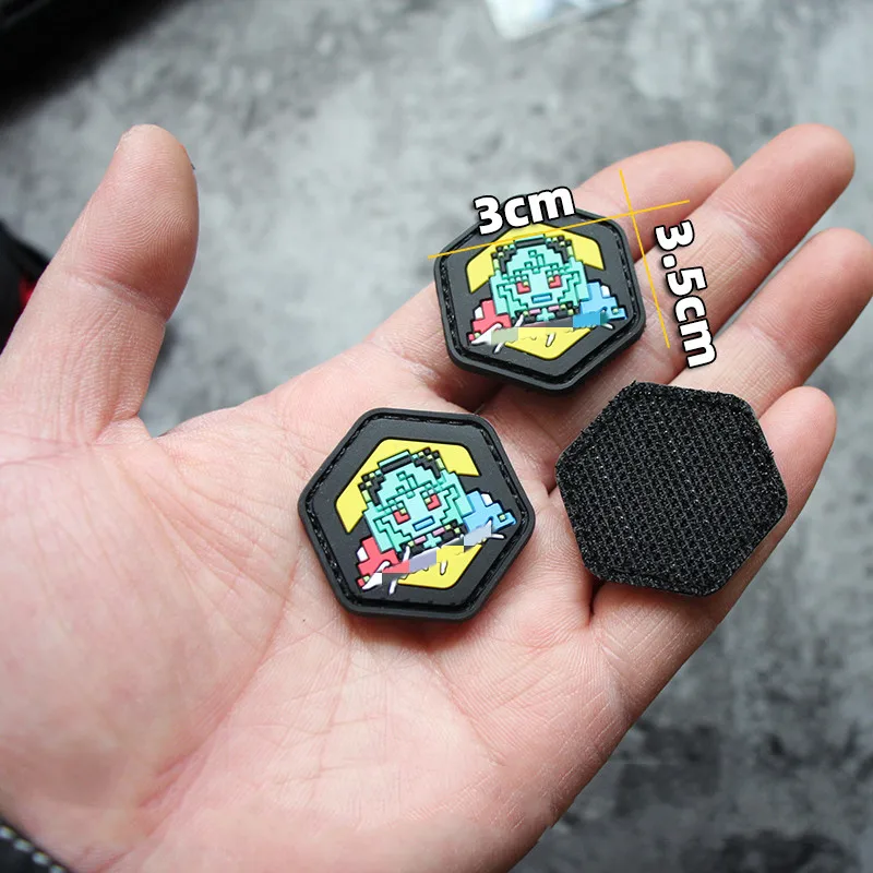 Q Version Arms 3D PVC Patches Tactical Badges for Clothing Jacket Backpacks Decoration  Appliques With Hook