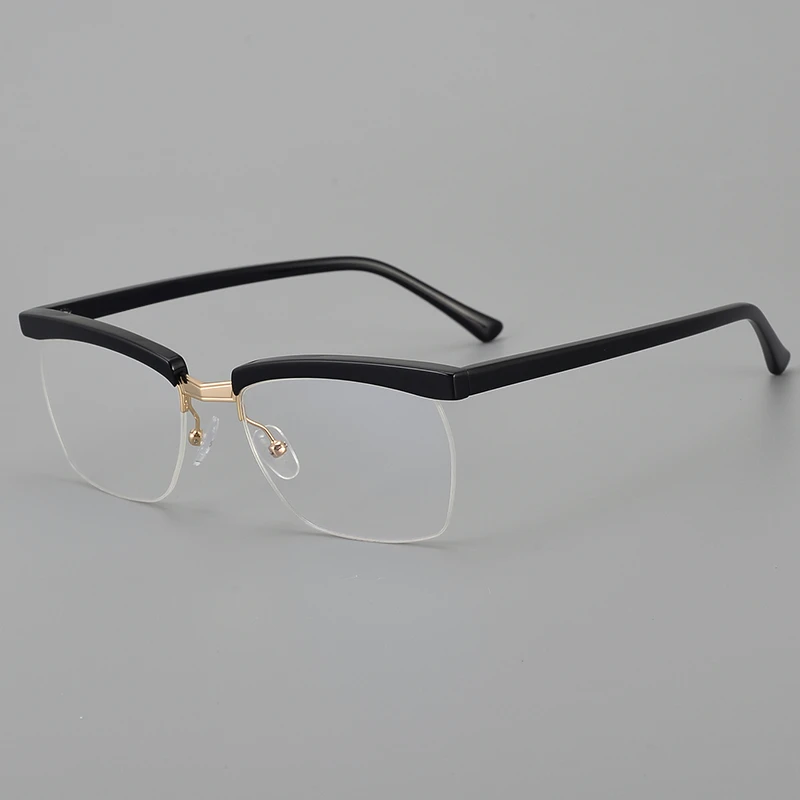 Tom Hardy Same Style Trendy Square Glasses Frame for Men Top Quality Acetate Semi Rimless Eyeglasses Half Frameless Eyewear