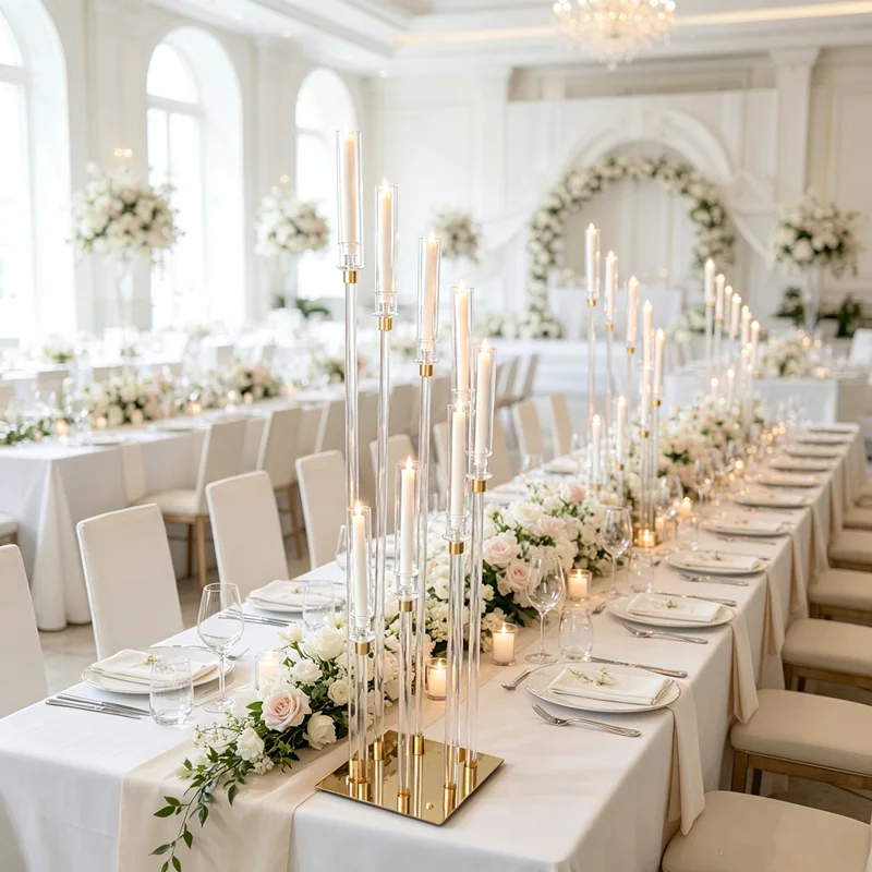 2/4/5/6/10 Set Table Candelabra Candle Holders 8/5 Heads Pillar Stand Wedding Centerpiece Party Decor Home Deco