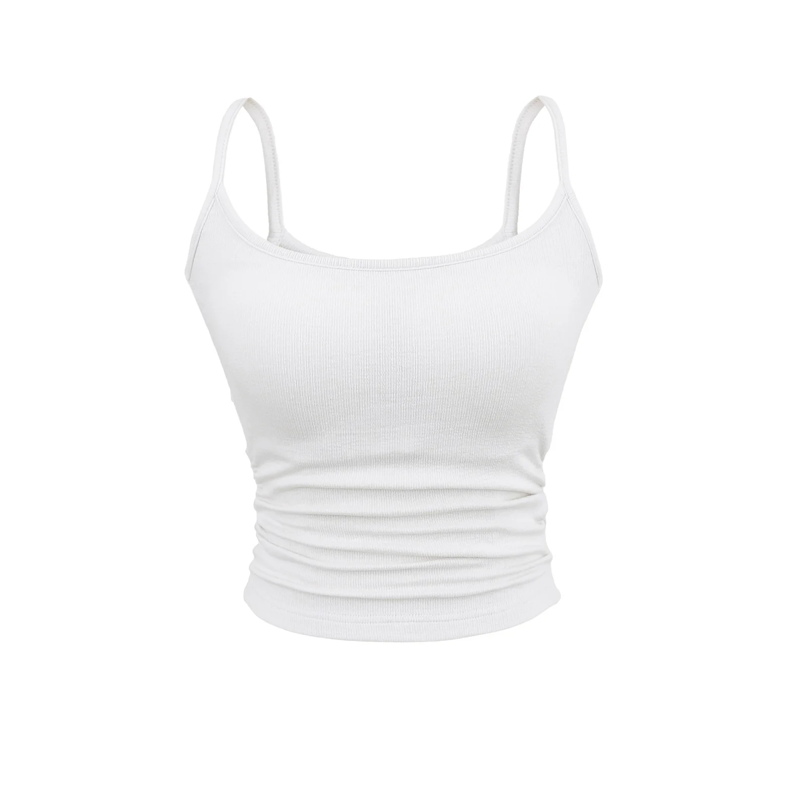 

Elastic Slim Fit Strap Vest Women Summer Outdoor Wear Pleated Waist Inward Sexy Beautiful Ba Pure Desire Sle Street Faion