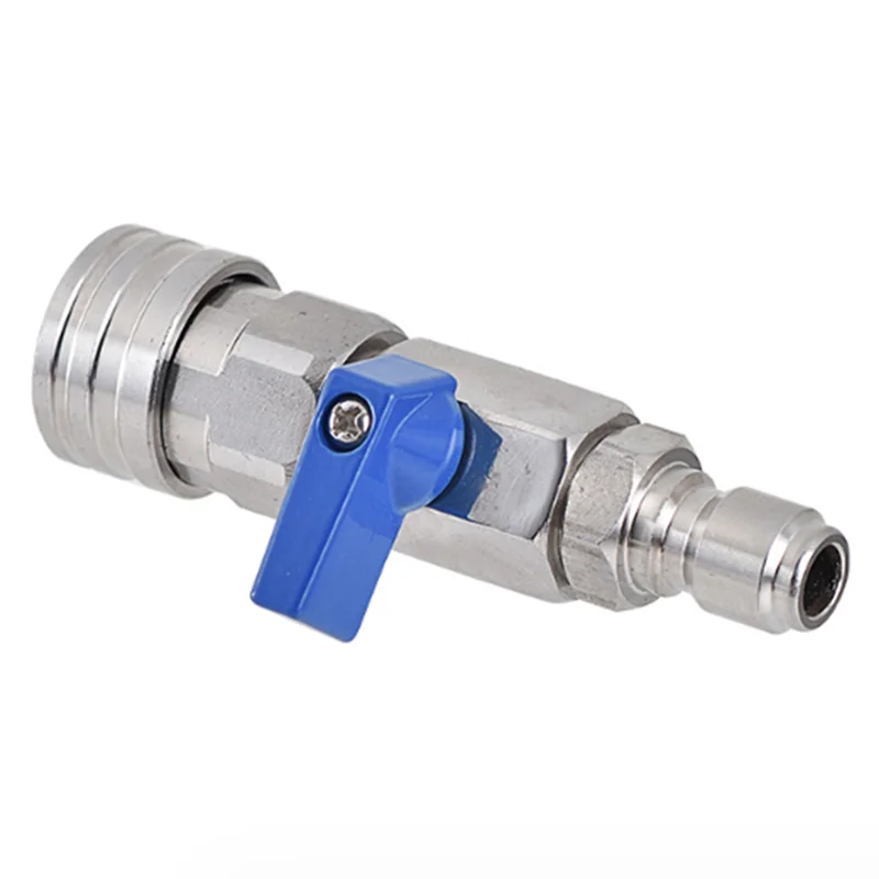 FF Kit valvola a sfera per idropulitrice ad alta pressione da 1 pezzo 3/8 NPT connettore rapido 4500 PSI metallo argento e blu per tubo idropulitrice