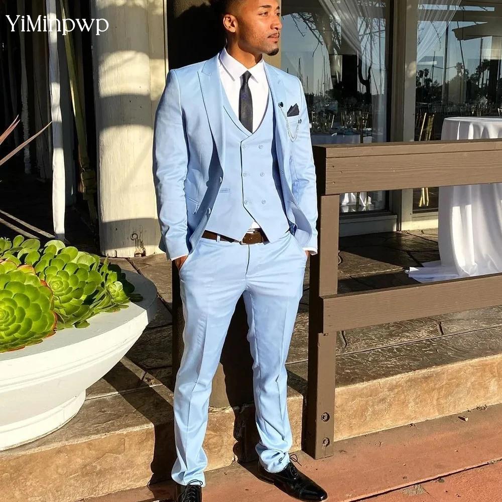 

Men's 3 Piece Summer Slim Fit Suit Single Breasted Groom Wedding Casual Outdoor Travel Blazer Suits For Man Jacket+Vest+Pants