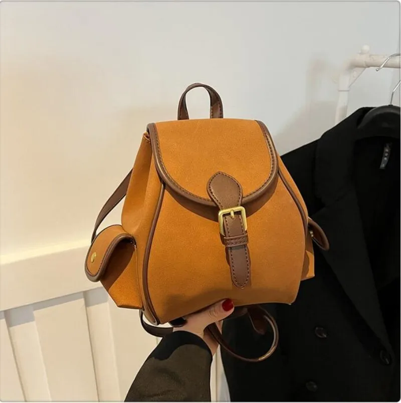 

2024 Fashion Women's Backpack Frosting Color Block Casual Drawstring Backpack Versatile Women's Backpack Messenger Bag