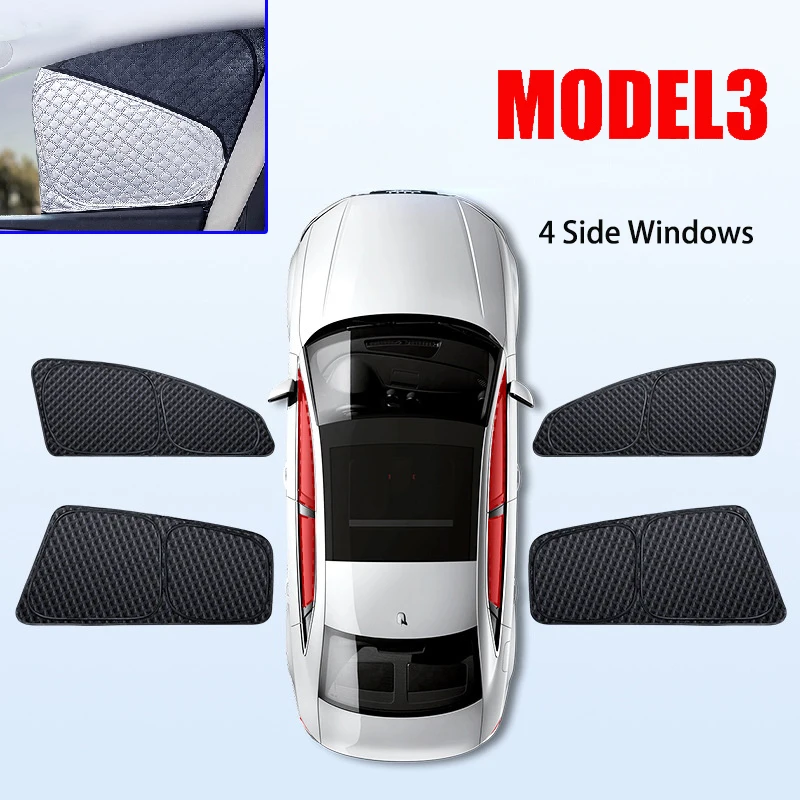 Voor Tesla Model 3 Y Juniper Highland 2025-2020 Verbeterde Zonnescherm Zijruit Schaduw Cover Voorruit Zonneklep Privacy camping - afbeelding 1