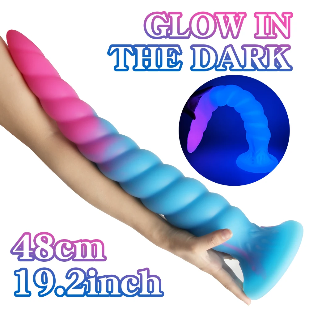 

19 Inch Super Long Anal Plug Beautiful Luminous Ass plug Silicone Anal Dildos for woman/Man Masturbation Big But Plug Sex Toys