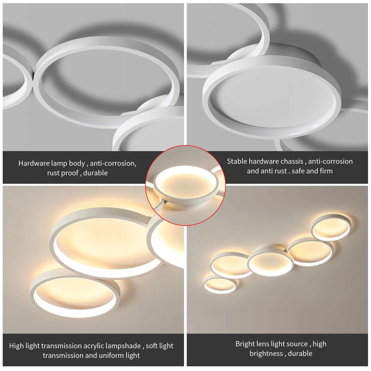 Benda modern ceiling light 55W round combination LED bedroom light 90-260V remote control home decorative light