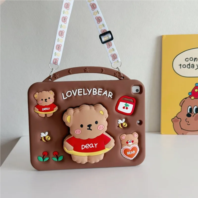 Kawaii 3D Cartoon Bear Silicone Shockproof Tablet Case For Redmi pad SE 11inch Redmi pad 2 11inch Kids Protective Cover