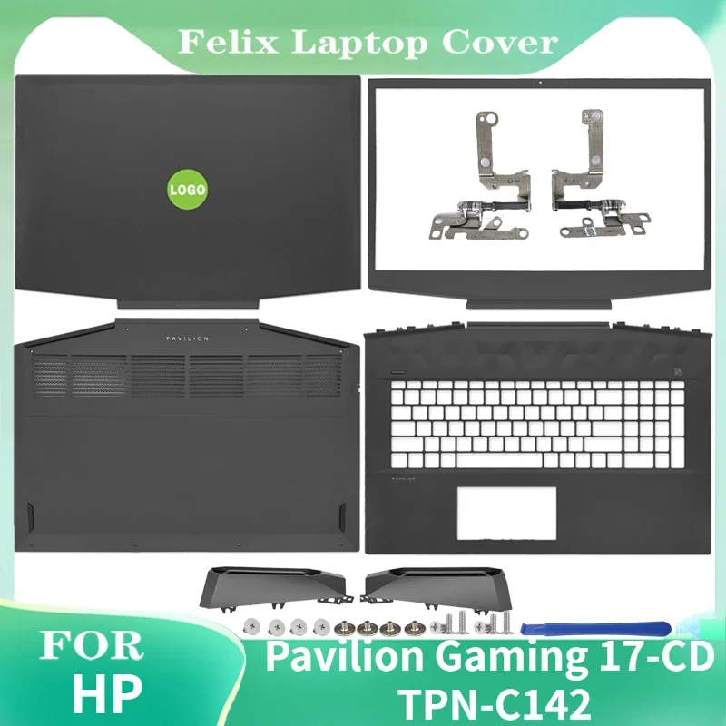 

New For HP Pavilion Gaming 17-CD TPN-C142 LCD Back Cover Front Bezel Palmrest Bottom Case Hinges Air Outlet Housing Cover 17.3