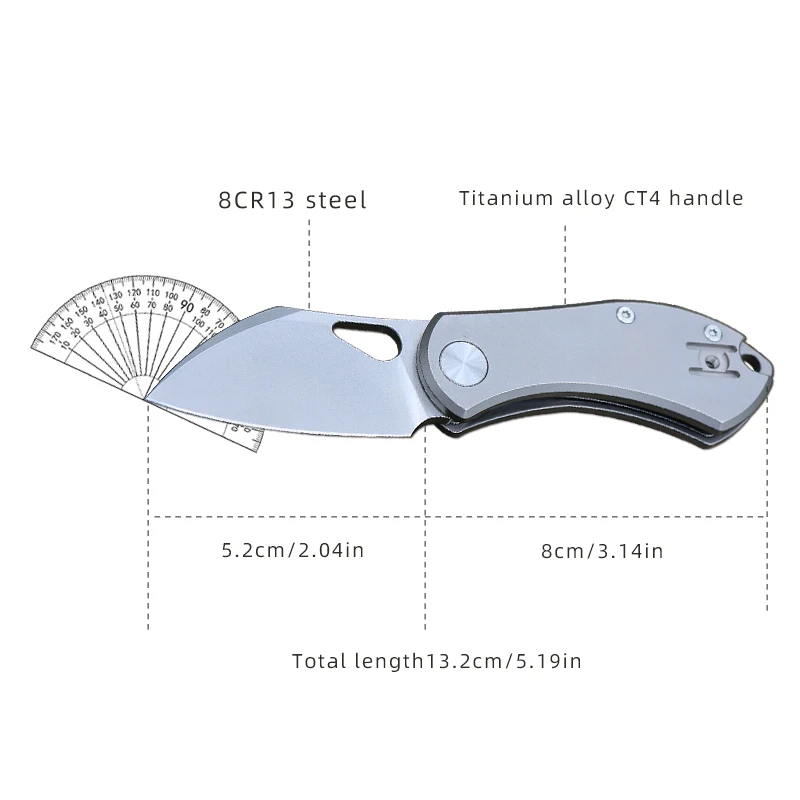 

Titanium alloy CT4 folding knife, folding knife, outdoor folding knife, high hardness cutting tool, all steel folding knife, por