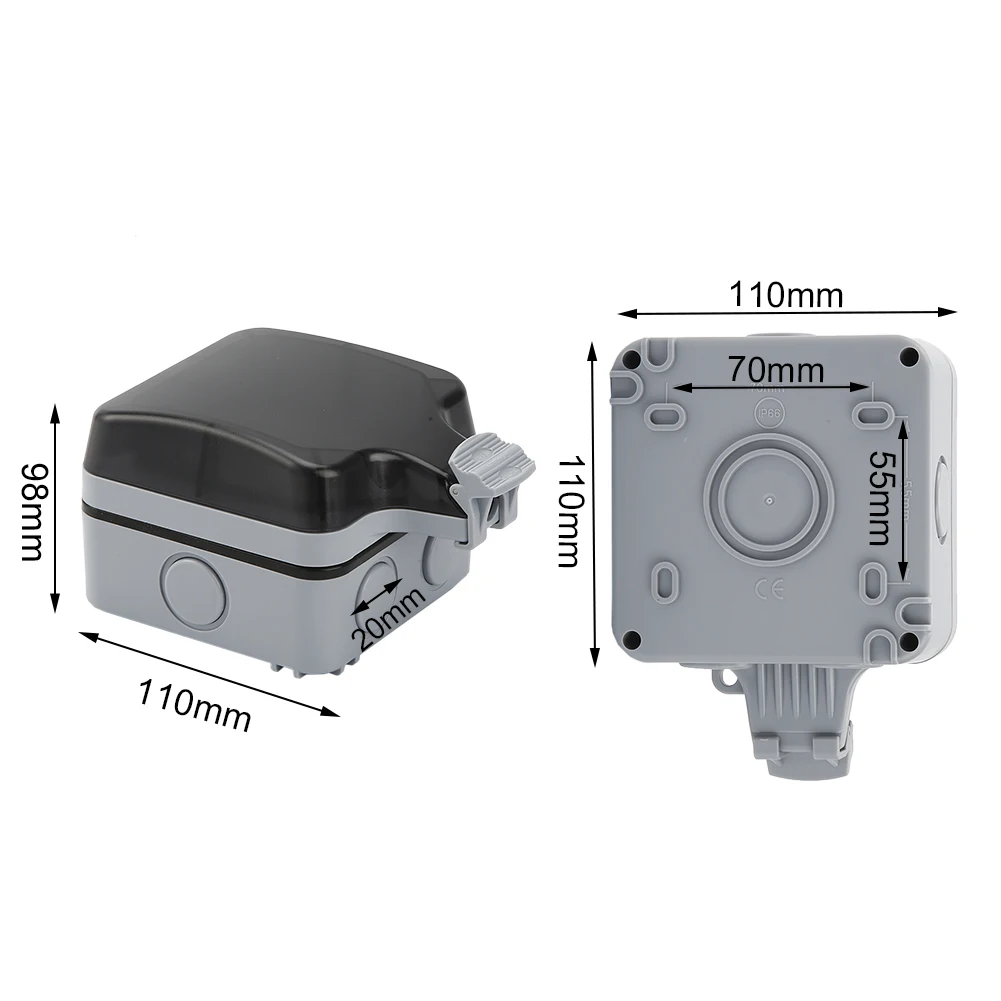 Outdoor Socket IP66 Weatherproof High-performance Plug Base for Indoors Outdoors