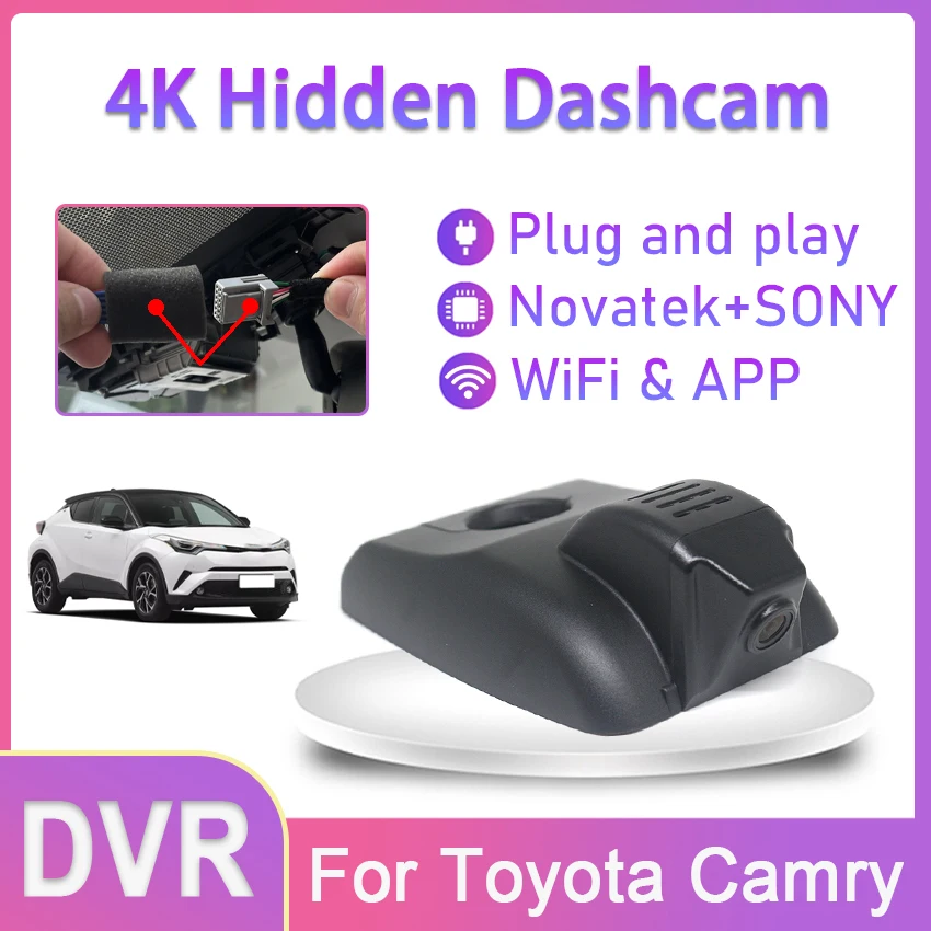 4K Car DVR Wifi Video Recorder Dash Cam Camera For Toyota Camry XV70 2017 2018 2019 2020 HD Night Vision Control Phone APP 2160P