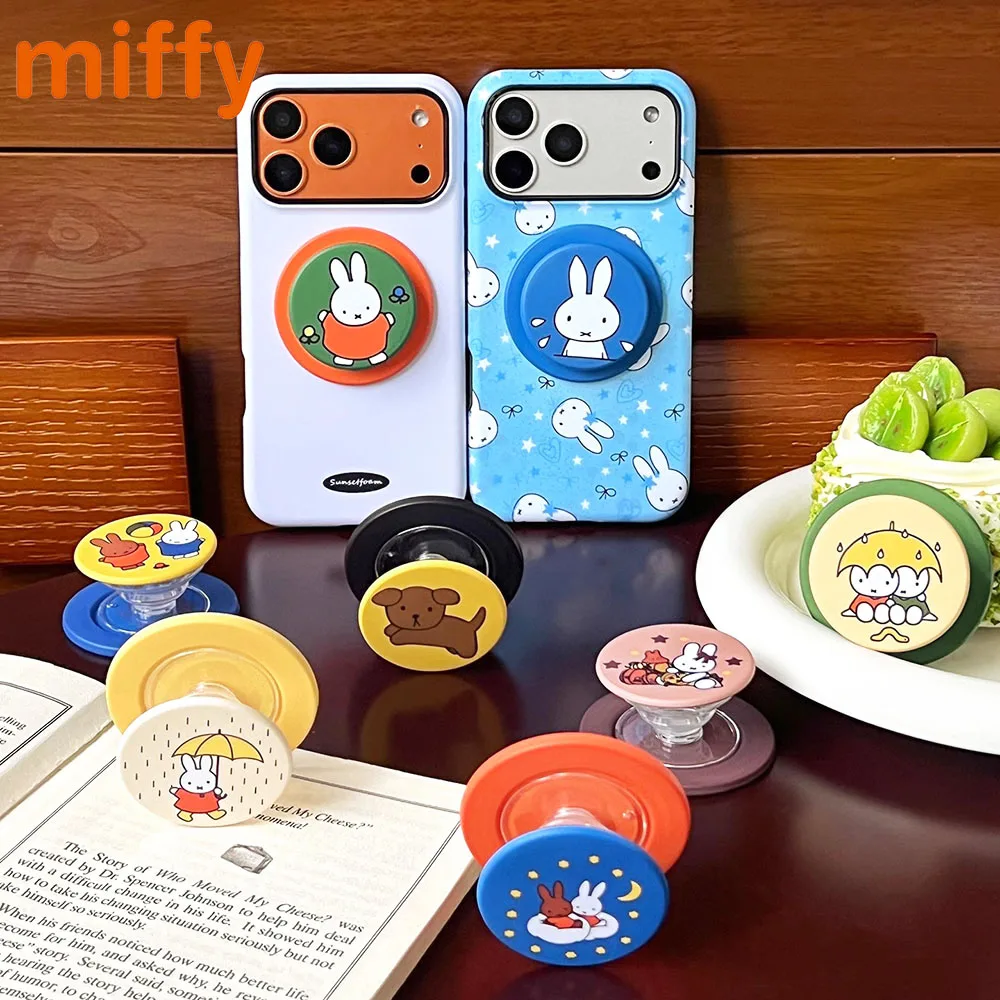 Kawaii Miffy Cute Iphone Holder Cartoon Rabbit Portable Scalable Magnet Iphone Decoration Accessories Girl Festival Gift