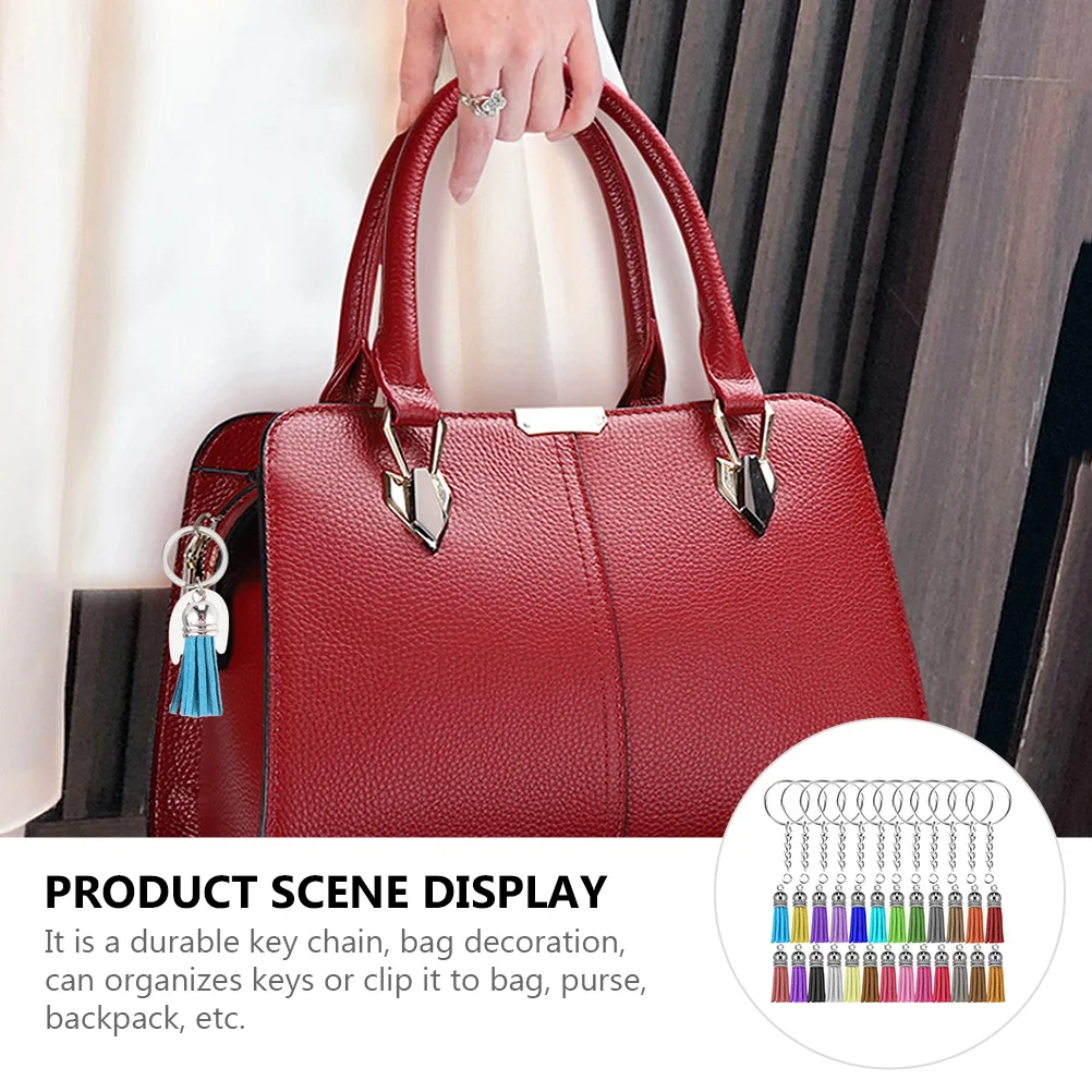 50Sets Tassel Pendant Keychain DIY Accessories Metal Open Rings Bag Decor Key Chain DIY Keychain Metal Key Chain