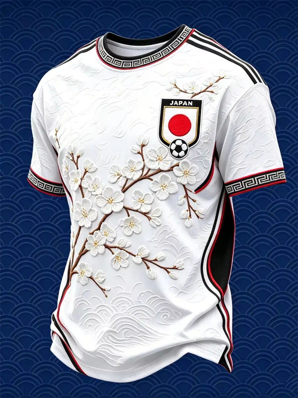 Japan 26-27 3D Soccer Jersey Dragon Phoenix Floral Print Men Short Sleeve Crew Neck Football Shirt for Match Training Game W