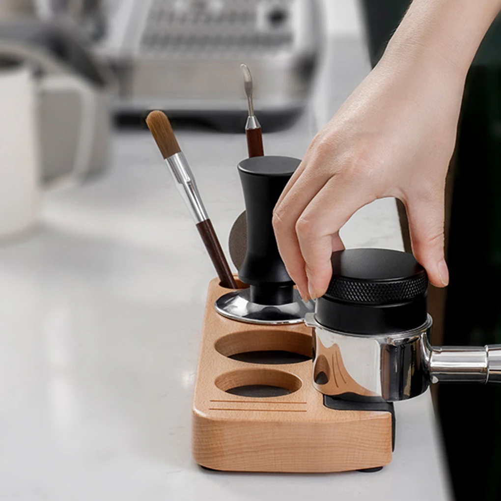 New 25cm Coffeeware Portafilter Tamper Stand Teaware Pine Wood Universal Portafilter Organizer Coffee Lever Tool Tamper Mat