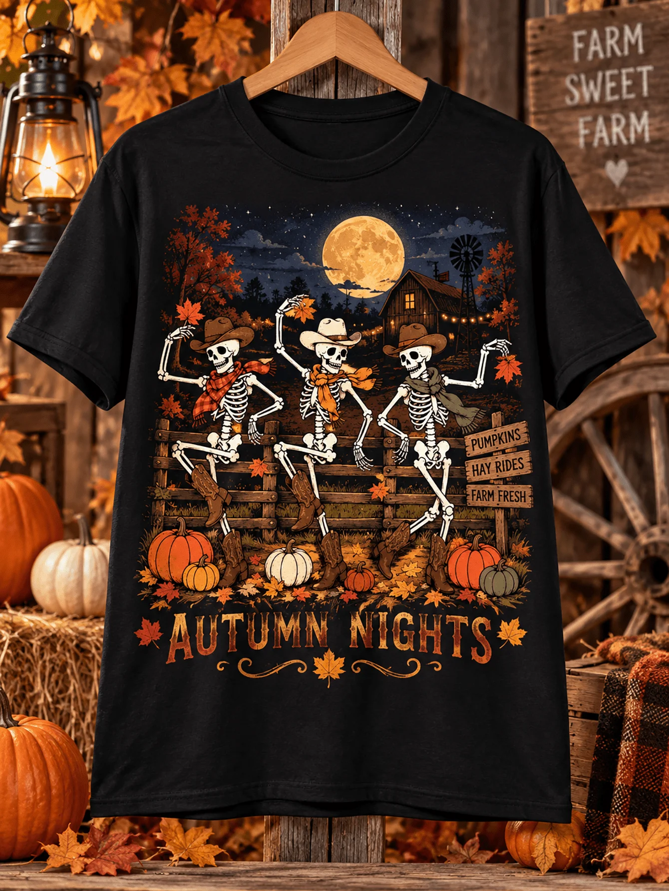 Happy Fall Y'all Gnome Pumpkin Autumn Thanksgiving Men Women T Shirt[Cool Design] Street Trending Style Women's Tee Comfortable Cotton Round Neck Shorts Same Gender Design and Sleeves Men's T Shir