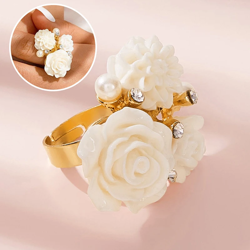 Simple Flower Fingertip Nail Rings For Nail Photograph Open Ring Studio Supplies Nail Gel Color Makeup Display Jewelry