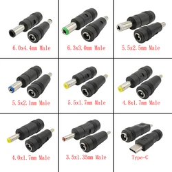 5Pcs DC Connectors 5.5x2.1mm Female to 5.5x2.5 5.5x1.7 6.0x4.4 6.3x3.0 4.8x1.7 4.0x1.7 3.5x1.35mm Male Laptop Power Plug Adapter