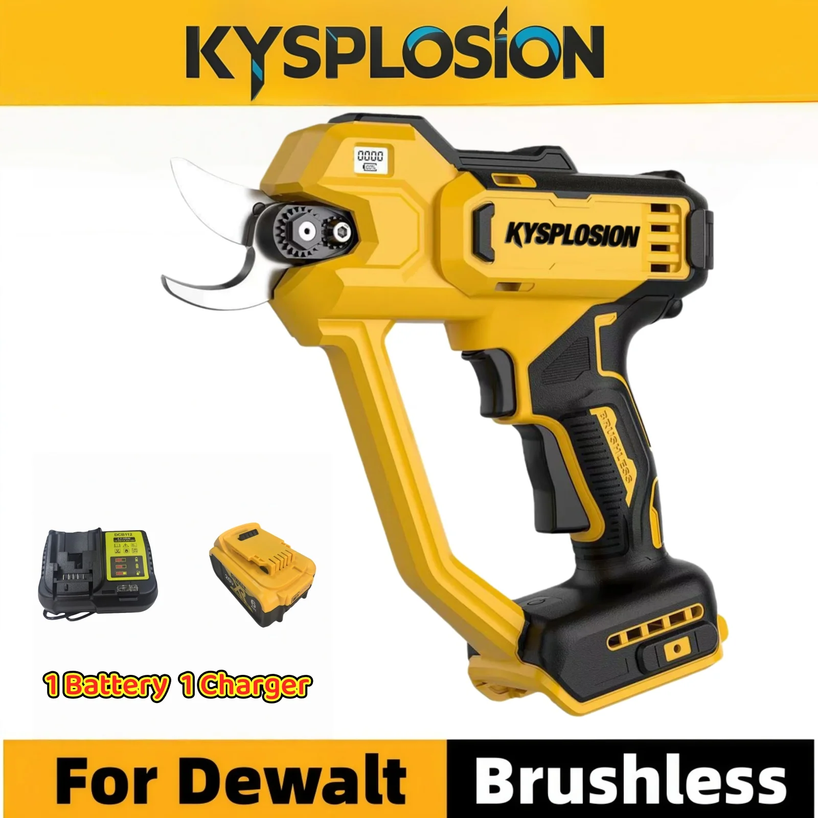 For Dewalt 20V Battery Pin Electric Goddess Brushless 50mm Electric Scissors Cordless Fruit Tree Bonsai Electric Pruning Shear