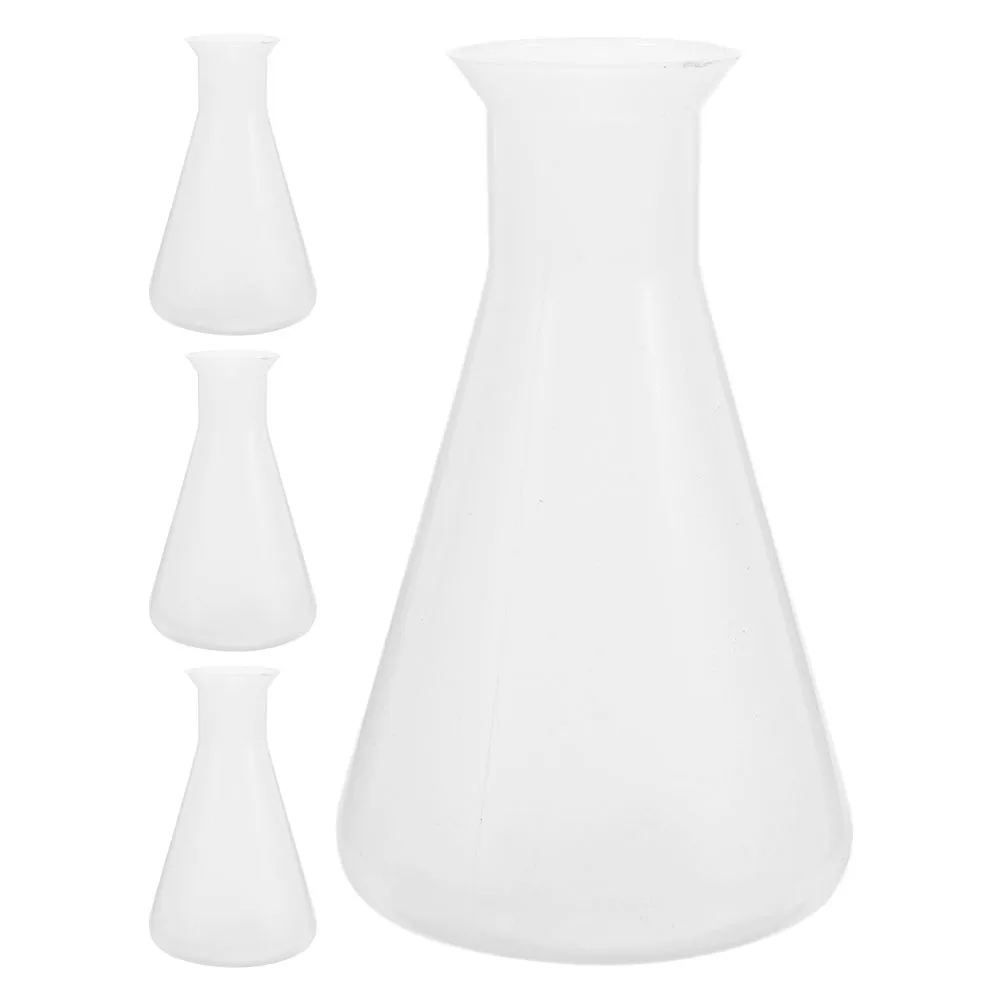 

4Pcs Wide Mouth Plastic Conical Flasks Clear Scale Chemistry Flasks Lab Experiment Equipment