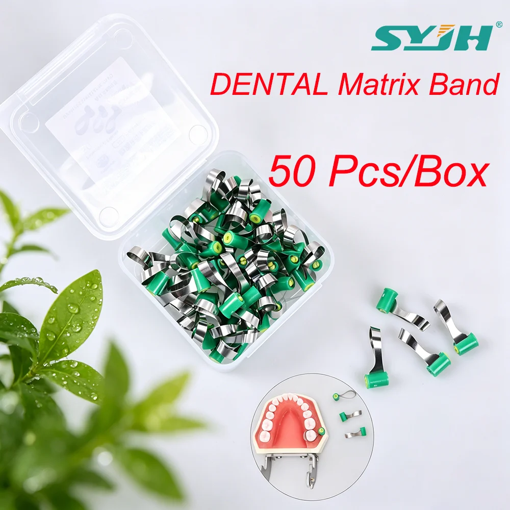 SYJH Dental 5mm Height 50Pcs Matrix Bands Double-Side Contoured Anatomically Shaped Stainless Steel Matrix Bands Dentistry Tools