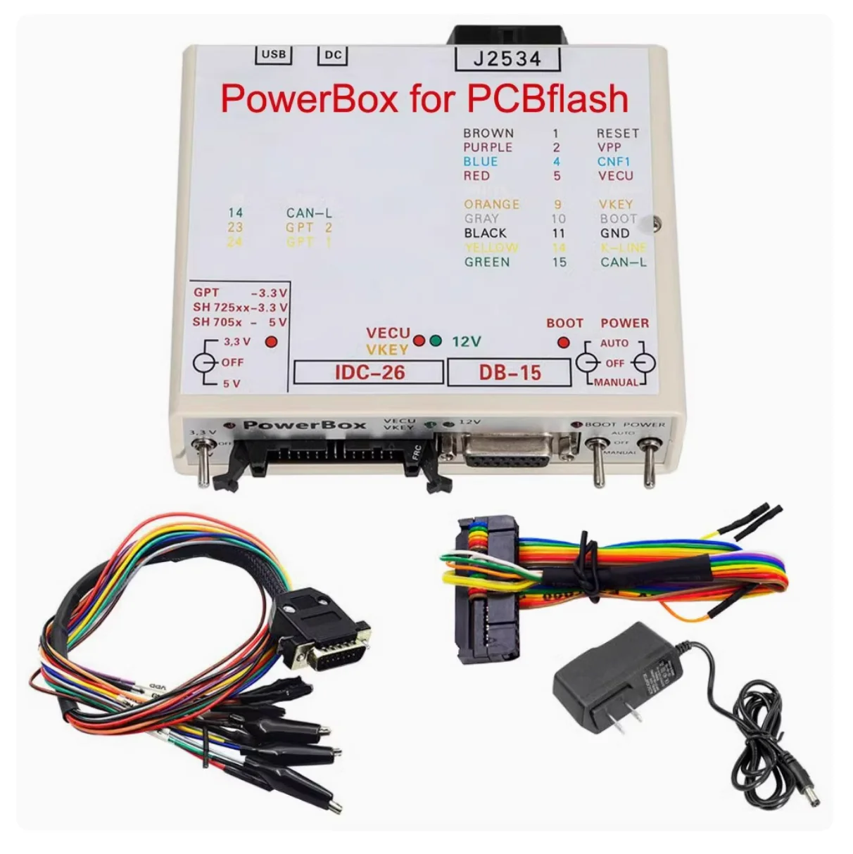 JTAG Power Box قارئ رمز البيع الساخن الكهربائي ومحول كامل لمبرمج ECU J2534 أدوات تشخيص الضمان لمدة عام واحد