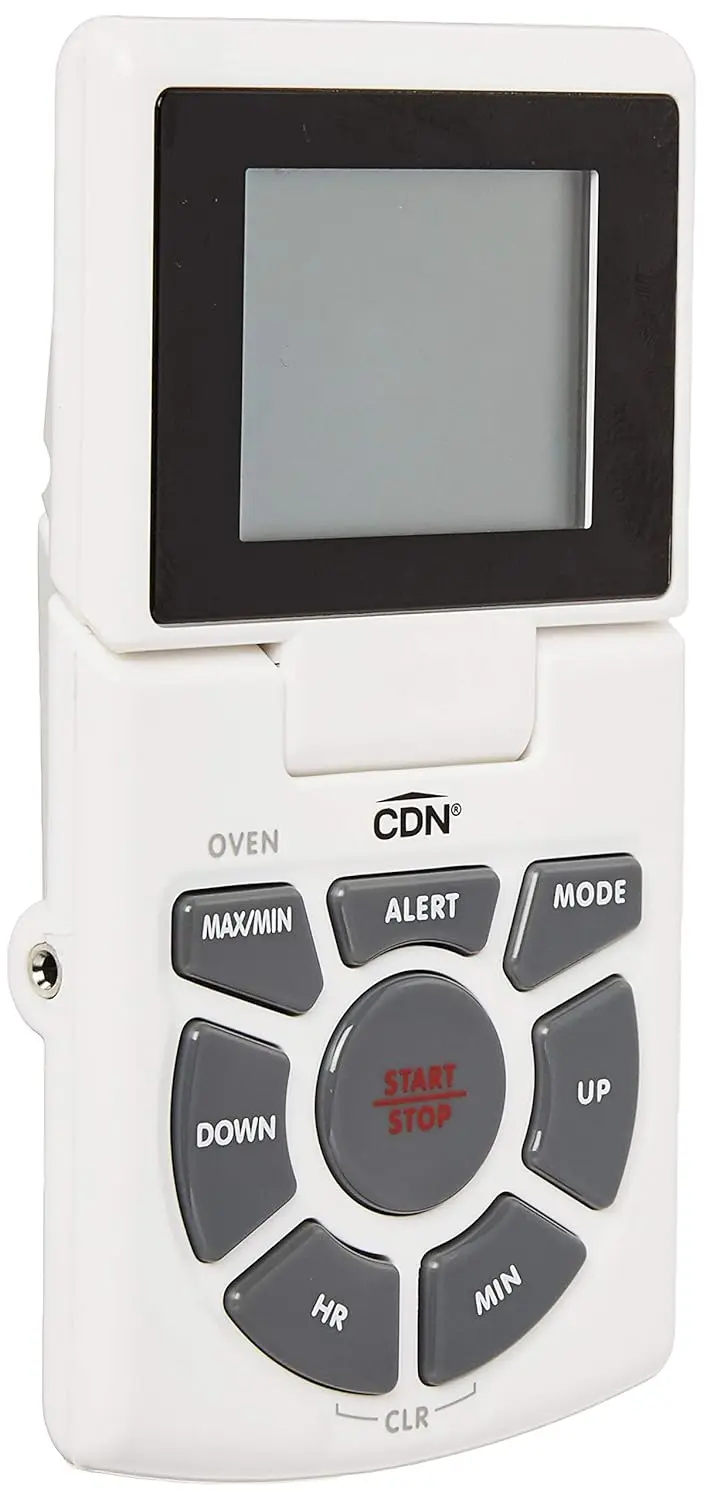 Termómetro de cocina digital con temporizador/reloj, sonda de acero inoxidable, alertas ruidosas para horno, parrilla, ahumador, freír, blanco o