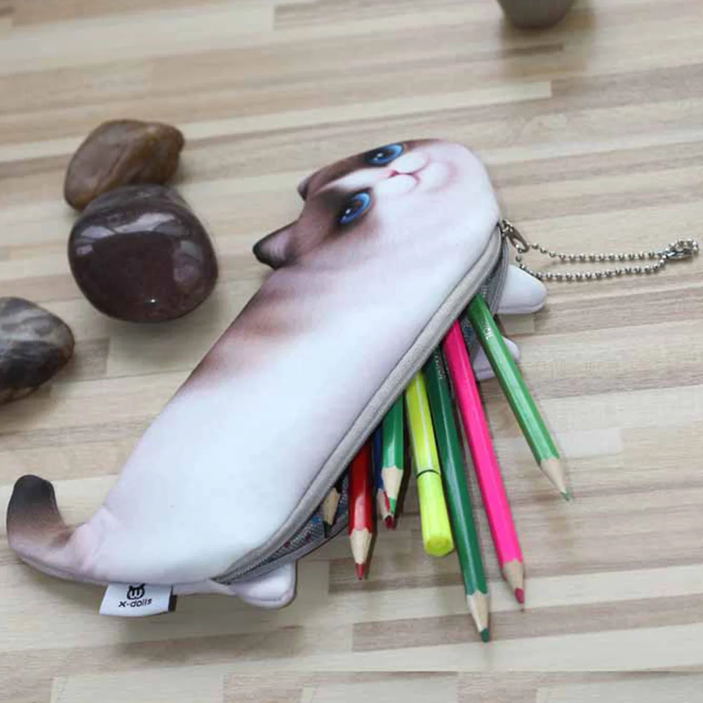 الكرتون القط نمط القلم حقيبة مقلمة صغيرة طالب تخزين منظم قرطاسية مقاوم للماء دائم ل
