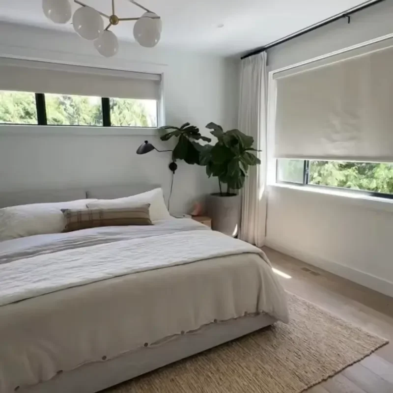 Smart Roller Blinds Blackout Light Modern Remote Operation Dual-Direction Opening Rechargeable Lithium Battery High Fabric