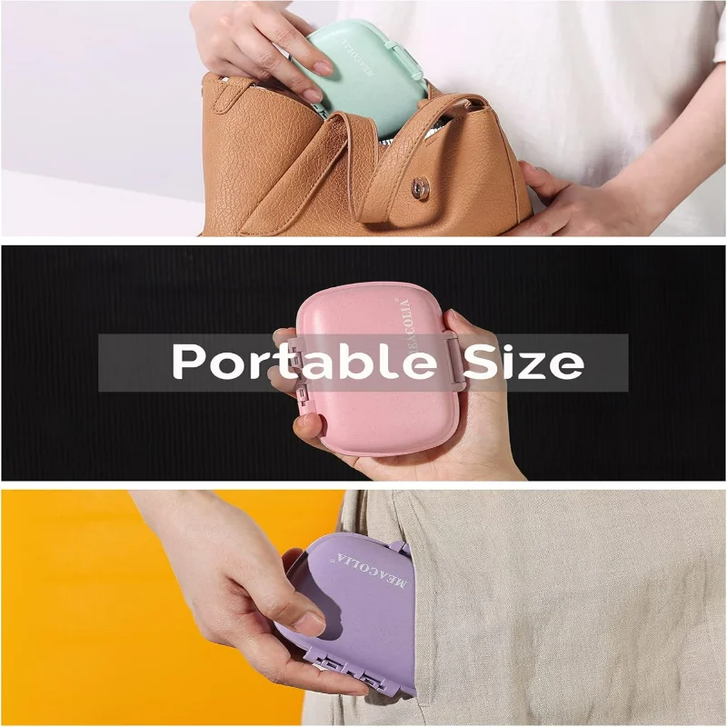 عبوة من 8 أقسام لتنظيم حبوب السفر، علبة حبوب منع الحمل اليومية، حبوب منع الحمل الصغيرة لمحفظة الجيب، حاوية حبوب الدواء المحمولة فيتامي الدواء