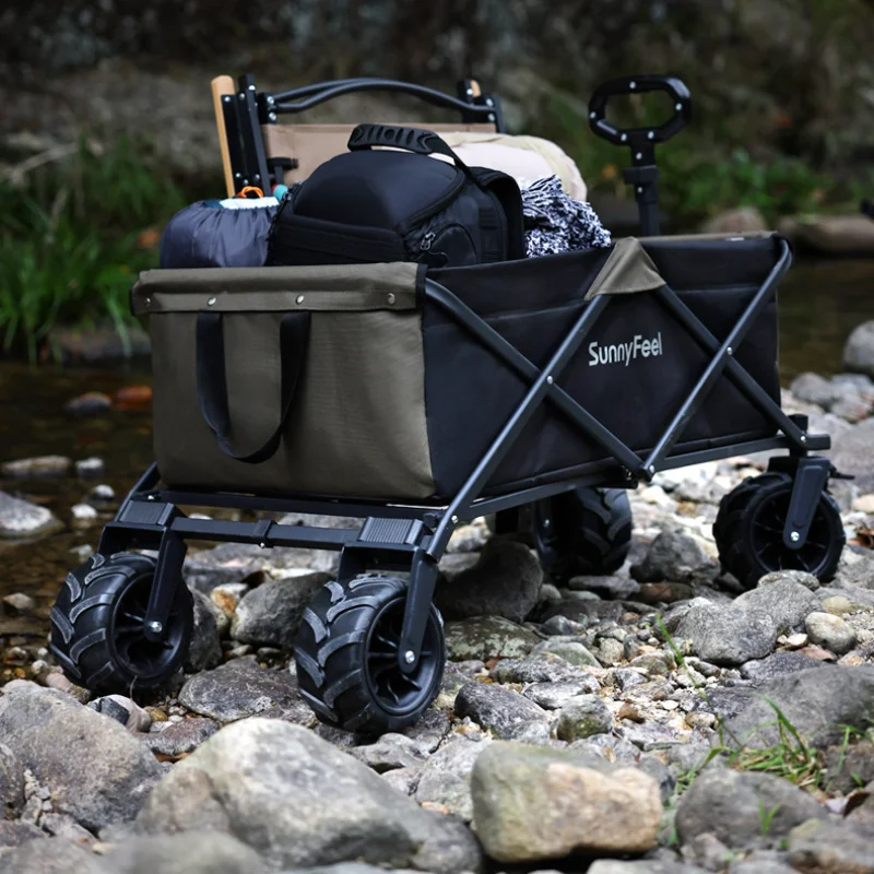 Foldable truck portable outdoor camping beach large capacity multi-function adjustable handle picnic trolley