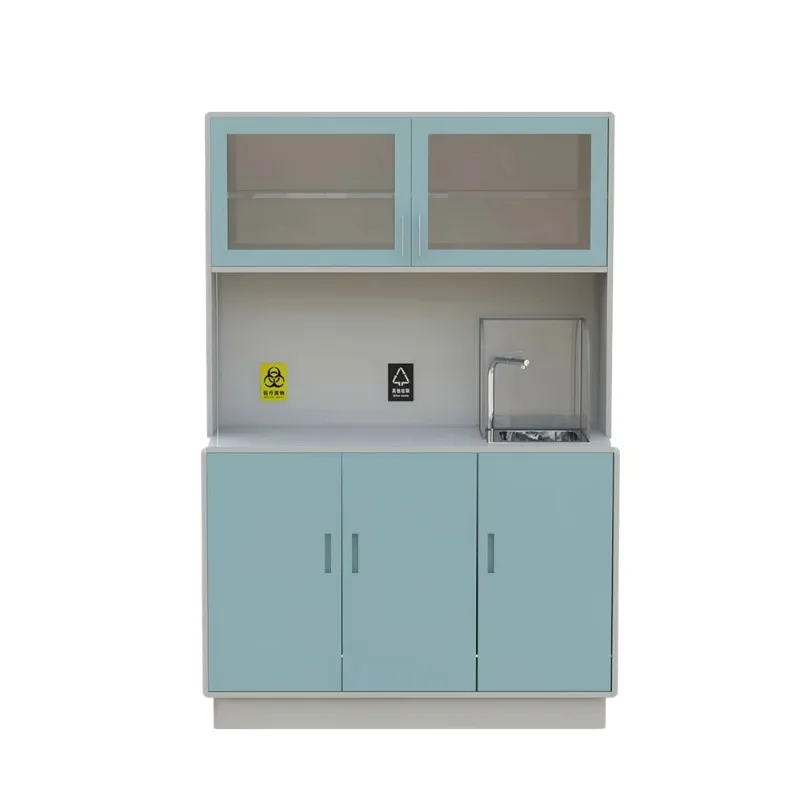 Hospital Operating Theatre Cabinet, Metal Medical Cabinet with Two Glass Doors, Designed To Complement The Operating Table