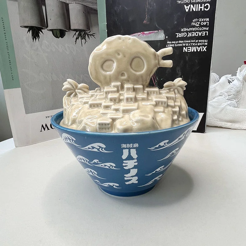 Pieces Ghost Island Ceramic Noodles Bowl Large Capacity Instant Bowl Cartoon Creative Fruit Salad Rice Bowl Soup Dinnerware Gift